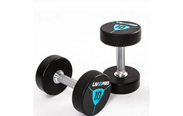 Гантели в уретане 10 кг Live Pro Premium Urethane Dumbbells LP8000-10 600_380