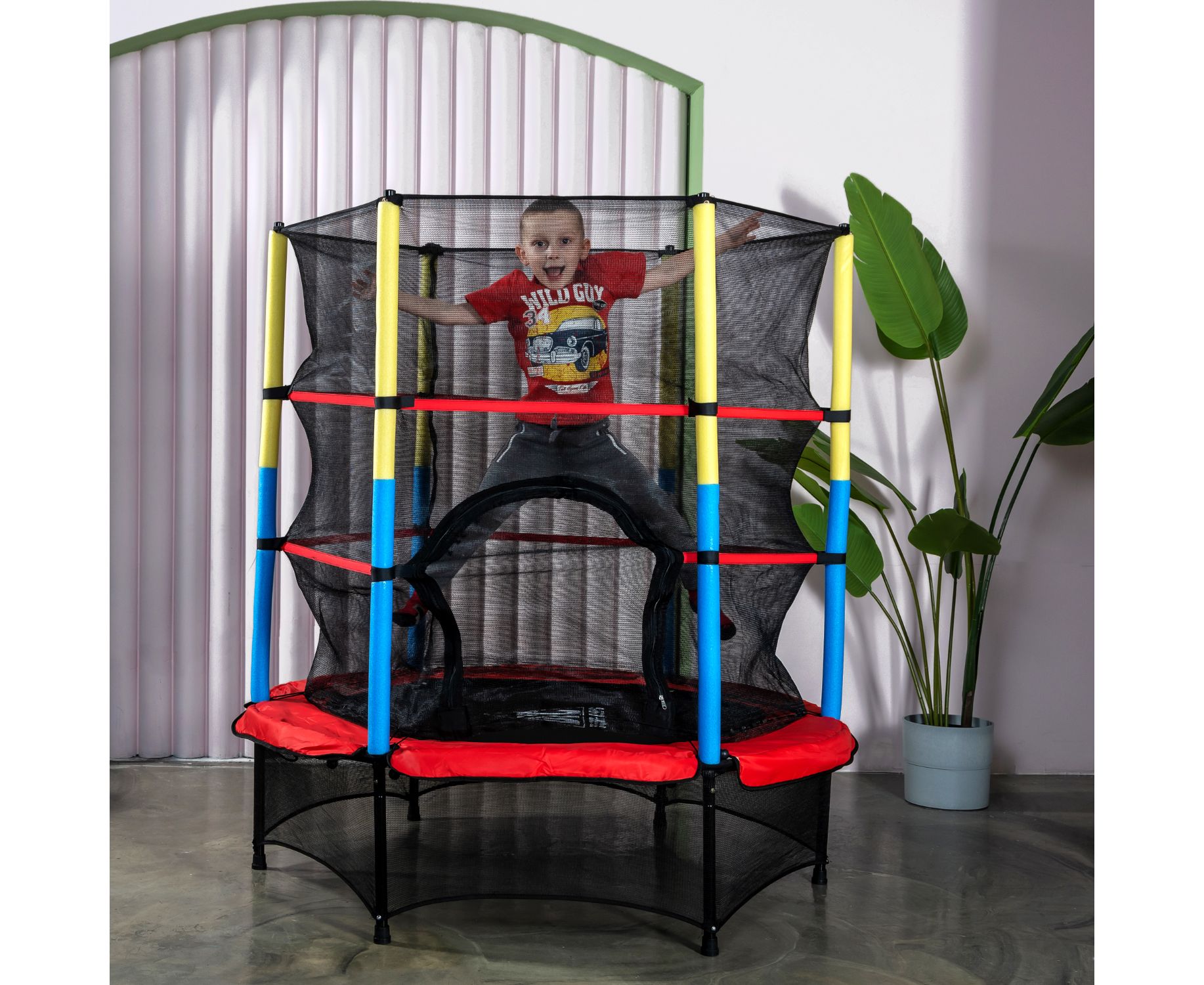 Батут DFC Jump kids 55" (137см) 55INCH-JD-RYB красно-желто-синий 1834_1500